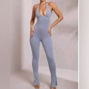 Oh Polly Light Blue Halter Jumpsuit